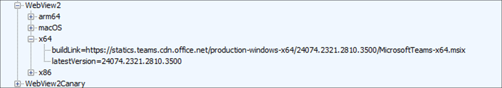 Screenprint of response to update proccess command
