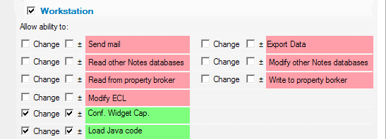 Action settings for ECL