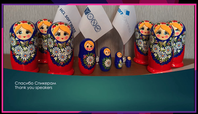 Matryoshkas with sponsor flags