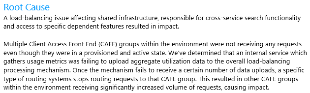 Root Cause Message Microsoft